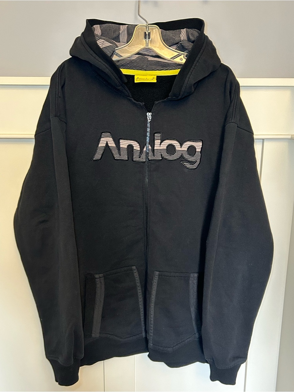 Vintage Analog stopped patch logo zip-up hoodie